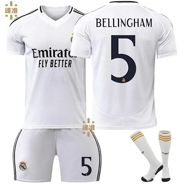 2024-2025 Real Madrid Bellingham 5 Home Soccer Jersey New Season Latest Adult Kids Jersey Soccer 2024-2025 Real Madrid Bellingham 5 Home Soccer Jersey New Season Latest Adult Kids Jersey Soccer